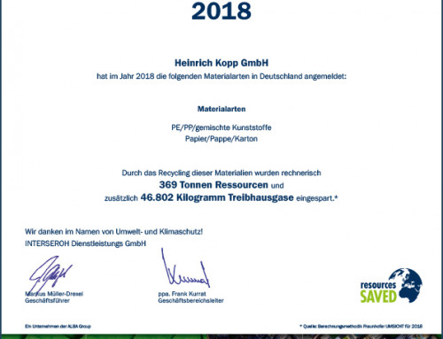 Recycling Zertifikat 2018