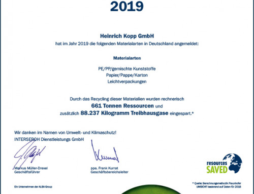 Recycling Zertifikat 2019