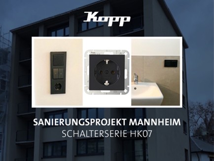 Wer saniert, möchte Funktionalität und Design optimal verbinden. Gerade bei Wohnprojekten spielen hochwertige Schalter eine wichtige Rolle – sie sollen praktisch, langlebig und gleichzeitig optisch ansprechend sein. Bei der Sanierung eines Wohnprojekts in Mannheim haben sich die Elektroprofis der Firma Trautner Elektrotechnik aus Ludwigshafen, die Kopp seit vielen Jahren als zuverlässigen Partner kennt, für die Schalterserie HK07 in Anthrazit entschieden.